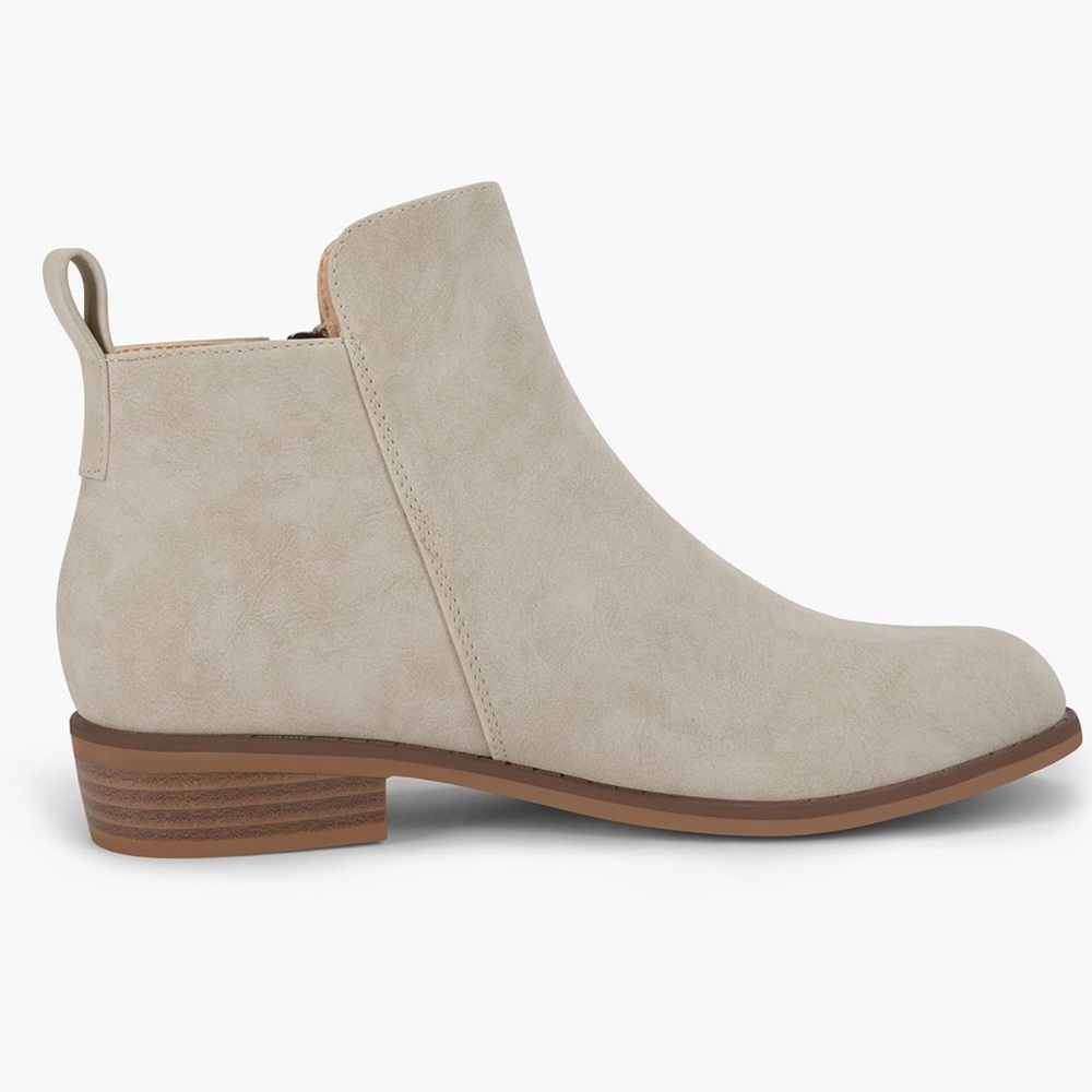 Mafulus Womens Round Toe Ankle Boots,  Faux Leather Stacked Low Heel Side Zipper - Picture 3 of 16